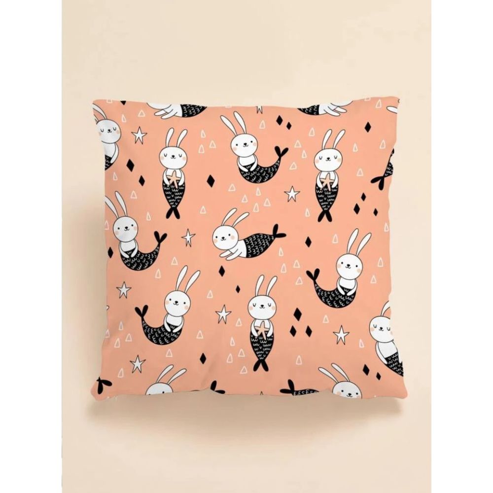 Pillow Cover Rabbit Mermaid in Color Coral